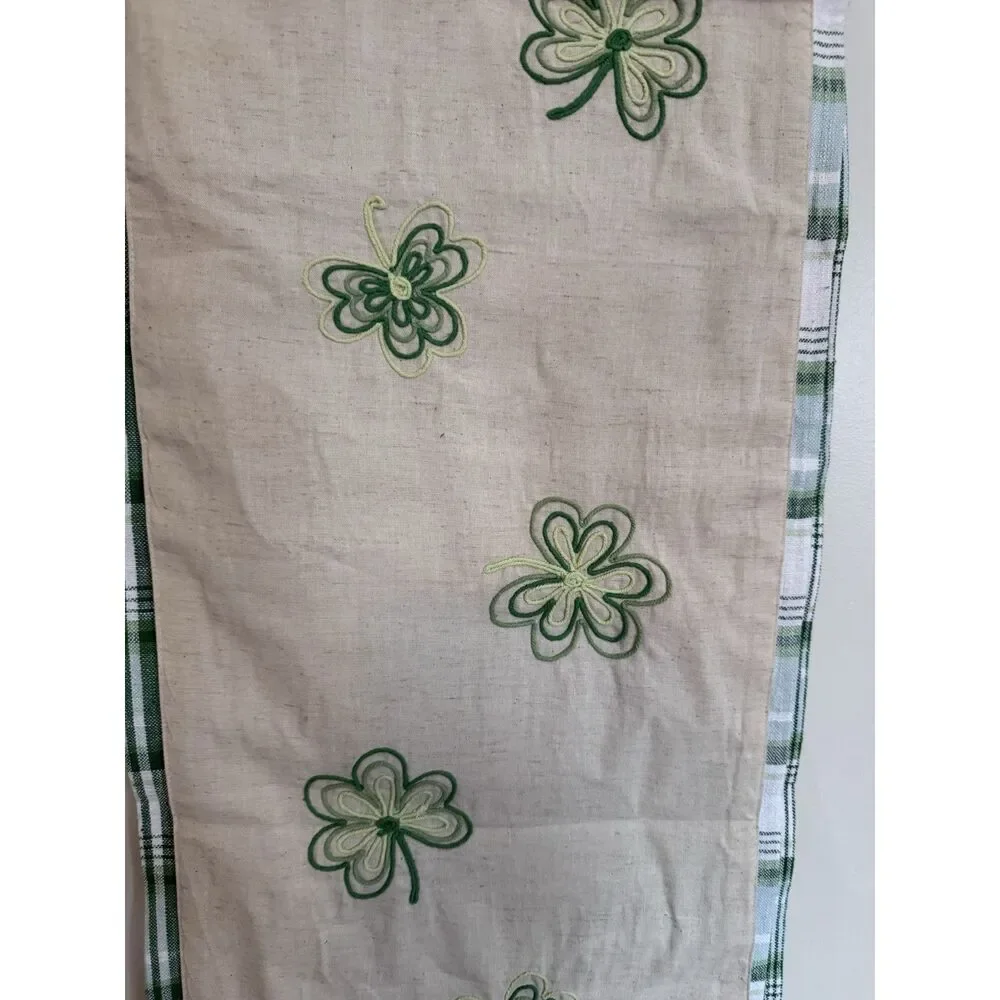 Cupcakes & Cashmere Set Of 2 Table Runners 14x48 And 16x90 Green Plaid&Shamrocks